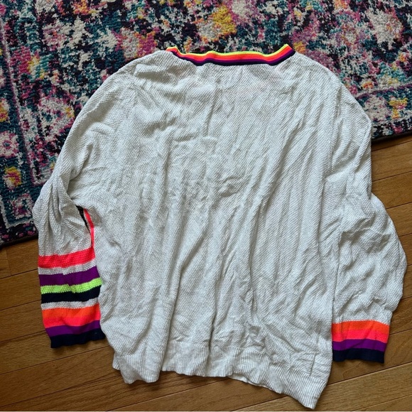 Lisa Todd Lightweight Knit Rainbow Stripe Accent Sweater Womens 2X Cotton - Picture 5 of 6